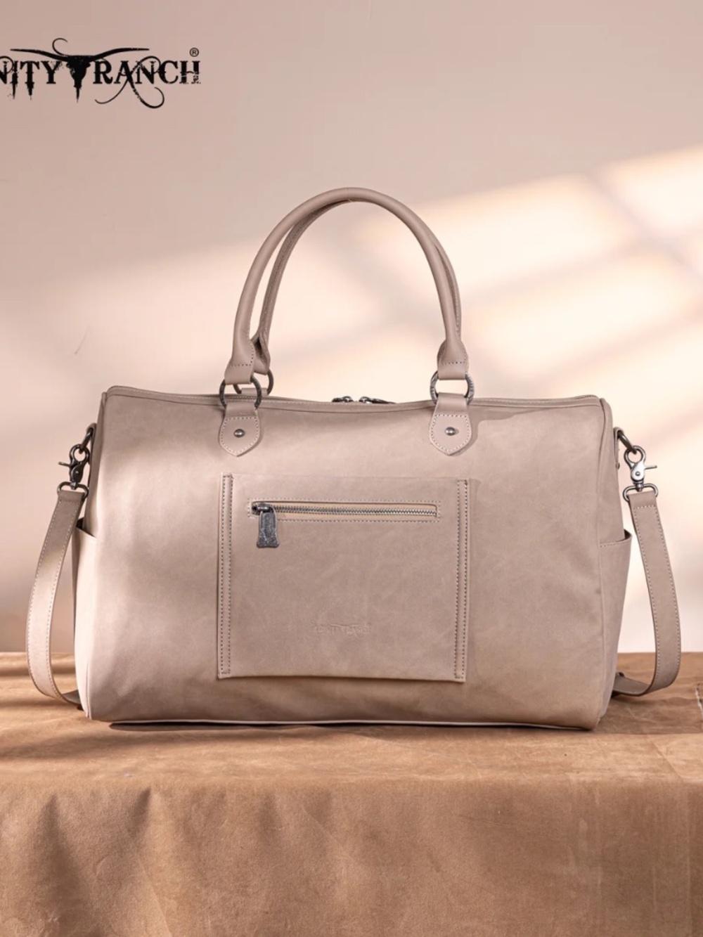 Trinity Ranch Floral Aztec Tooled Collection Weekender Bag Tan - Picture 2 of 8